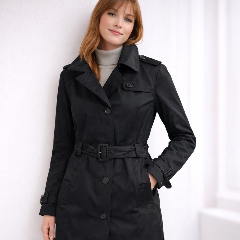 Tommy Hilfiger Black Belted Trench Coat – Size L – NWT
